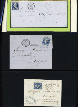 42 plis de La Châtre dont ports payés, lettres affranchies (dont 2 BM dans un ovale). Bel ensemble