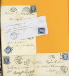 42 plis de La Châtre dont ports payés, lettres affranchies (dont 2 BM dans un ovale). Bel ensemble