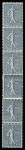 N°7 50c bleu, variété bande verticale de 6 avec raccord