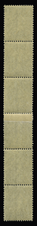 N°7 50c bleu, variété bande verticale de 6 avec raccord