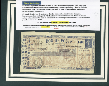 Collection de 12 BONS DE POSTE sur pages dont F1, K1,