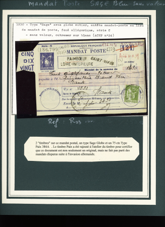 Collection de 12 BONS DE POSTE sur pages dont F1, K1,