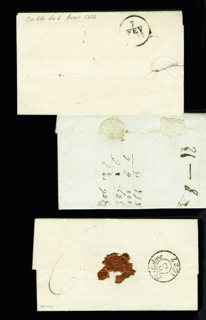 "42 Ancenis" (28 x 8mm - 1796 - ind 16) - 42 Ancenis (30 x 12mm - noir, 1826 - ind 16) - P 42 P Ancenis (1827 noir - ind 13). Les 3 TB