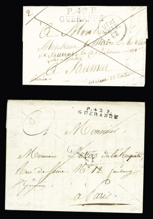 2 MP "P 42 P Guérande" (32 x 7mm - ind 14 - 1814 et 36 x 11mm - ind 13 - 1828). Les 2 TB