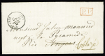 LST avec T16 Guérande (13 oct 1870) + "PP" encadré rouge (lettre civile avec AFF numéraire faute de timbres pendant la guerre franco-prussienne). TB