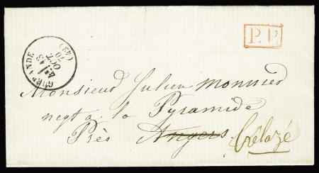 LST avec T16 Guérande (13 oct 1870) + "PP" encadré rouge (lettre civile avec AFF numéraire faute de timbres pendant la guerre franco-prussienne). TB
