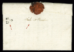 Lettre de Rennes pour Bouée (à 5km de Savenay) (1768) avec petite mention manuscrite "Deb de nantes" (1ère date connue et marque au tampon "UB/S" de Rennes. TB