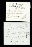 4 MP "P 42 Nantes" de divers type (An 3 - 1828 - connu seulement en 1802). Ind 18. TB
