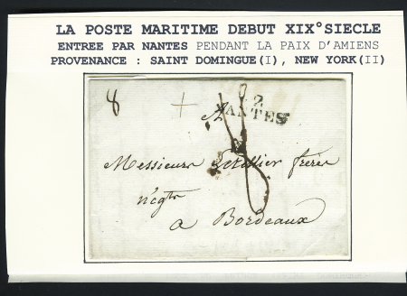 Lettre de Port au Prince (Saint-Domingue) pour Bordeaux (1803 - pendant le soulèvement de Saint-Domingue) avec MP "42 Nantes" utilisée comme entrée maritime. TB