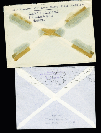 5 lettres de Terre Adélie (1957 - 1968) dont TAAF PA n°2 seul OBL 31.12.1958. TB lot