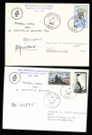 2 cartes PEV de nouvel an : TAAF n°13C + 14 OBL Terre Adélie (31.12.1966) sur CP 20ème anniversaire EPF 1967 et TAAF n°15 OBL Terre Adélie (17.1.1966) sur CP "1840 - 1950 - 1965 Terre Adélie". TB