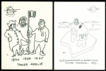 2 cartes PEV de nouvel an : TAAF n°13C + 14 OBL Terre Adélie (31.12.1966) sur CP 20ème anniversaire EPF 1967 et TAAF n°15 OBL Terre Adélie (17.1.1966) sur CP "1840 - 1950 - 1965 Terre Adélie". TB