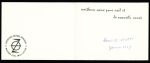 Carte double de Nouvel An (groupe d'explorateurs devant un arbre de Noël, avec signature "Paul E.Victor1957". Rare et TB
