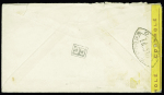 USA PA n°26 (non surchargé) OBL grand CAD "US Navy" (7 nov 43) sur lettre censurée par avion émanant du bâtiment de ligne Richelieu. TB