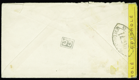 USA PA n°26 (non surchargé) OBL grand CAD "US Navy" (7 nov 43) sur lettre censurée par avion émanant du bâtiment de ligne Richelieu. TB