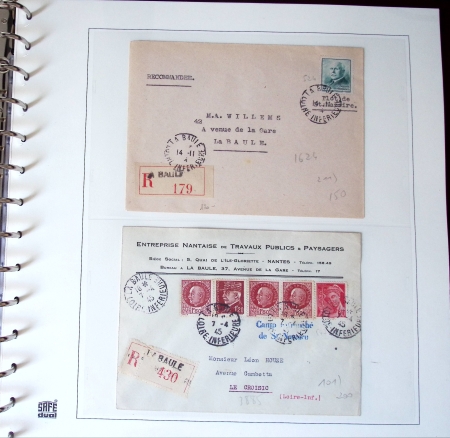 Album Safe brun contenant 16 plis de la Poche de Saint-Nazaire (1944 - 1945). Lot varié dont 1 lettre AFF guerre n°8. TB