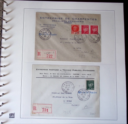 Album Safe brun contenant 16 plis de la Poche de Saint-Nazaire (1944 - 1945). Lot varié dont 1 lettre AFF guerre n°8. TB
