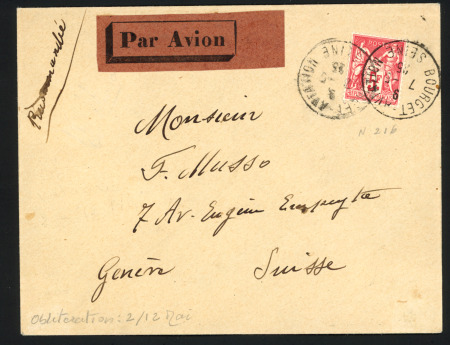 N°216, 5F Sage carmin OBL CAD "Bourget aviation" 02.05.1925