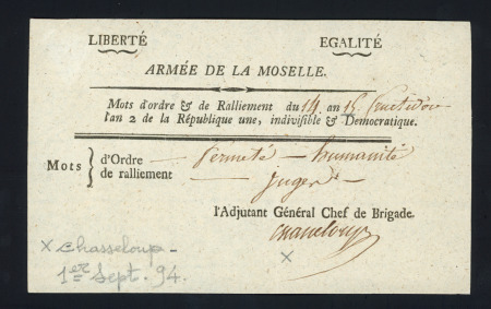 Ordre de Ralliement à en-tête "Armée de la Moselle"