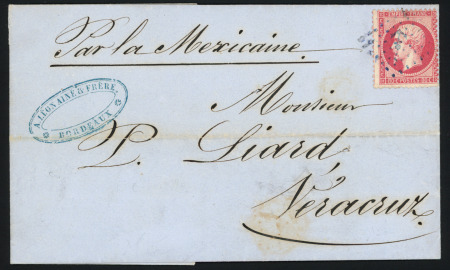 N°24 80c rose (dent courte) obl. ancre bleue sur lettre