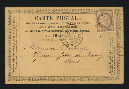 Carte Postale Annonce modèle N°9, 10c +10c Cérès