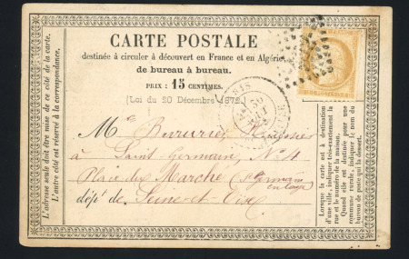 CP Annonces modèle N°9, 15c Cérès étoile 28, Baisse