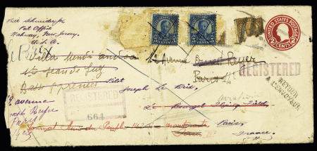 Lettre recommandée des USA (4.8.1931) adressée à Joseph Le Brix au Bourget avec nombreuses réexpéditions au verso dont cachet du 34e aviation à Dugny (à cette date l'accident de Nijni-Oudinsk avait déjà eu lieu