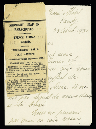 5 photos d'époque dont l'équipage devant le Trait d'Union et portrait de Le Brix + coupure de journal anglais sur l'accident. TB