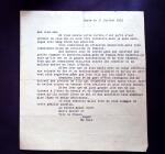 Lettre d'adieu en date du 1.7.1931, dactylographiée par Le Brix, demandant à son ami Saint-Obert de consoler ses parents ("demandez leur de ma part d'être courageux. Ils ne doivent pas pleurer un fils qui disparait ai