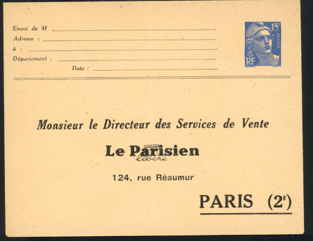 Marianne de Gandon 15f bleu, Enveloppe TSC Le Parisien,