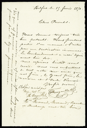 Lettre   du Siège de Belfort (4.11.70 au 16.2.71)