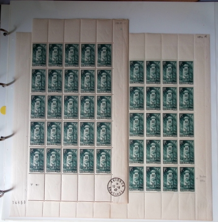 Année complète 1947 n° 772 à 792 en feuilles entières,