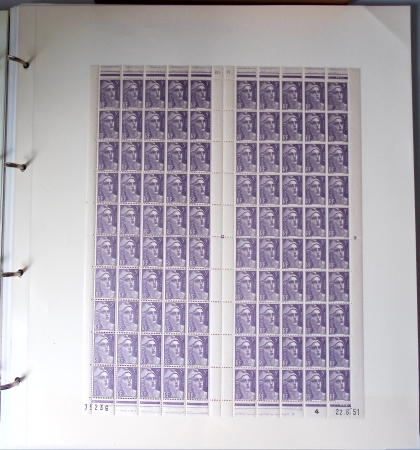 Année complète 1951 n°878 à 918 en feuilles entières,