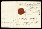 La Flotte : lettre de St Pierre Martinique pour Bordeaux avec marque manuscrite "La Flotte Ille de Ré" (L n°1) utilisé comme marque d'entrée, certificat Chevalier, ind 21. Rare et TB