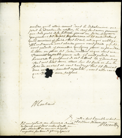 Marans : lettre de Marans (1689) pour la citadelle de Cazal (Lot) sans marque postale, ind 16, TB