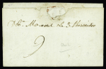 Lettre avec au verso MP manuscrite "Debe Marans le 3 thermidor" (1794), id 19, rare et TB
