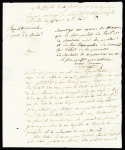 Lettre avec MP rouge "P 103 P Aix la Chapelle" pour Marans, réexpédiée à La Rochelle avec au verso MP noire "Deb Marans" (1802), très jolies frappes pour cette lettre rare, ind 23+