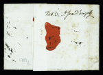Lettre de Dover Roads (Grande Bretagne) (1789) avec MP "Calais" d'entrée maritime pour Cognac avec au verso MP manuscrite "Deb de St Jean d'Angély" et cachet de cire rouge, ind 20, rare et TB