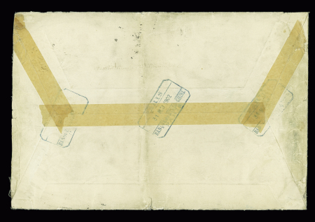 N°122, 2F Merson violet et jaune, OBL Paris 51 R. Lafayette (1902) sur grande lettre de la Banque de l'Indochine pour Shanghaï (lettre du 8ème échelon de poids). RR et TB