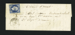 3 plis : n°14 OBL PC 2534 + T15 Napoléonville (1855) sur lettre adressée au tarif militaire au 2e corps de l'Armée d'Orient avec au verso CAD d'arrivée "Armée d'Orient Bau A" + lettre du procureur de la république