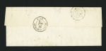 3 plis : n°14 OBL PC 2534 + T15 Napoléonville (1855) sur lettre adressée au tarif militaire au 2e corps de l'Armée d'Orient avec au verso CAD d'arrivée "Armée d'Orient Bau A" + lettre du procureur de la république