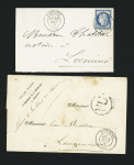 3 plis : n°14 OBL PC 2534 + T15 Napoléonville (1855) sur lettre adressée au tarif militaire au 2e corps de l'Armée d'Orient avec au verso CAD d'arrivée "Armée d'Orient Bau A" + lettre du procureur de la république