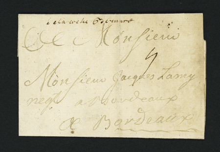 La Roche Bernard : marque manuscrite "De la Roche Bernard" (L n°1 - 1734), ind 17. TB