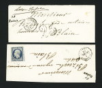 Rohan : n°10, touché, OBL PC 2714 + cursive "54 Rohan" + T15 "Josselin (54)" (1854) sur lettre. Frappes TB