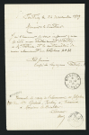 3 documents avec CAD de la Direction des postes : CAD bleu "postes et telegres Morbihan" (1903), CAD 1 cercle "Direction Vannes" (1919) et T18 Vannes (1880) + cursive bleue "Le Directeur des postes du départ. du Morbiha