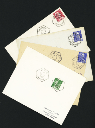 Beau lot de 45 CAD hexagonaux pointillés du Morbihan (période 1940 - 1967). TB