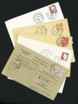 Lot de 28 lettres avec CAD hexagonaux pointillés de correspondants postaux de la poste automobile rurale du Morbihan de Vannes, Malestroit, Vannes-EST. TB