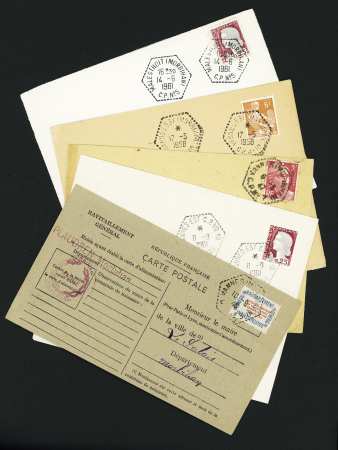Lot de 28 lettres avec CAD hexagonaux pointillés de correspondants postaux de la poste automobile rurale du Morbihan de Vannes, Malestroit, Vannes-EST. TB