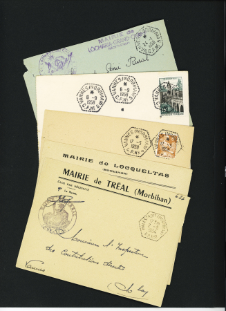 Lot de 28 lettres avec CAD hexagonaux pointillés de correspondants postaux de la poste automobile rurale du Morbihan de Vannes, Malestroit, Vannes-EST. TB