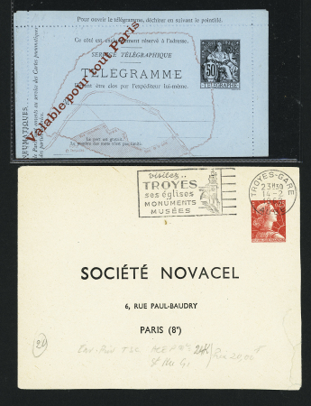 1885-1962, Ensemble de 80 entiers postaux, plupart